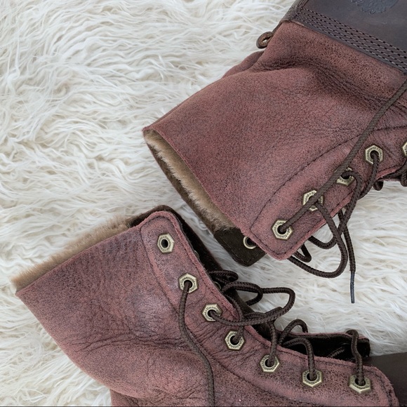 Timberland Suede & Leather Sherpa Boots Size 8 - Picture 3 of 13